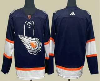 Mens Edmonton Oilers Blank Navy 2022 Reverse Retro Stitched Jersey